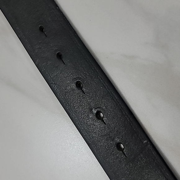 DIESEL 34 Vintage Y2K Black Leather Unisex Edgy Rocker Goth Silver Belt Buckle - Picture 2 of 16